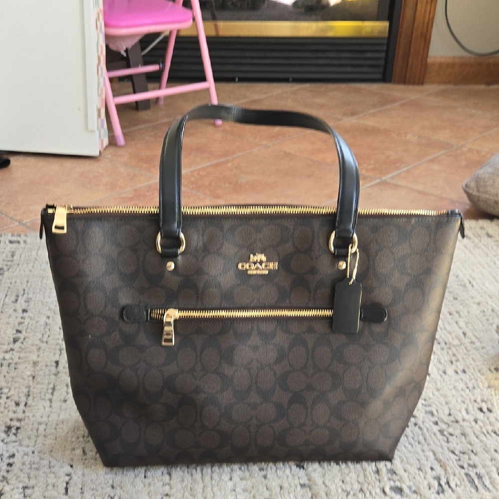 Coach Black and Brown Signature Tote